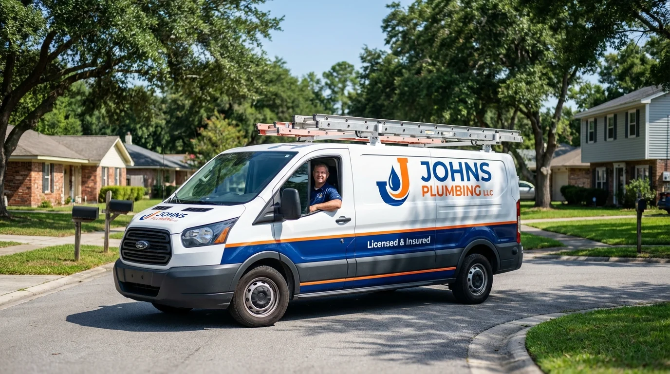 Johns Plumbing LLC service van in Kennedale, TX