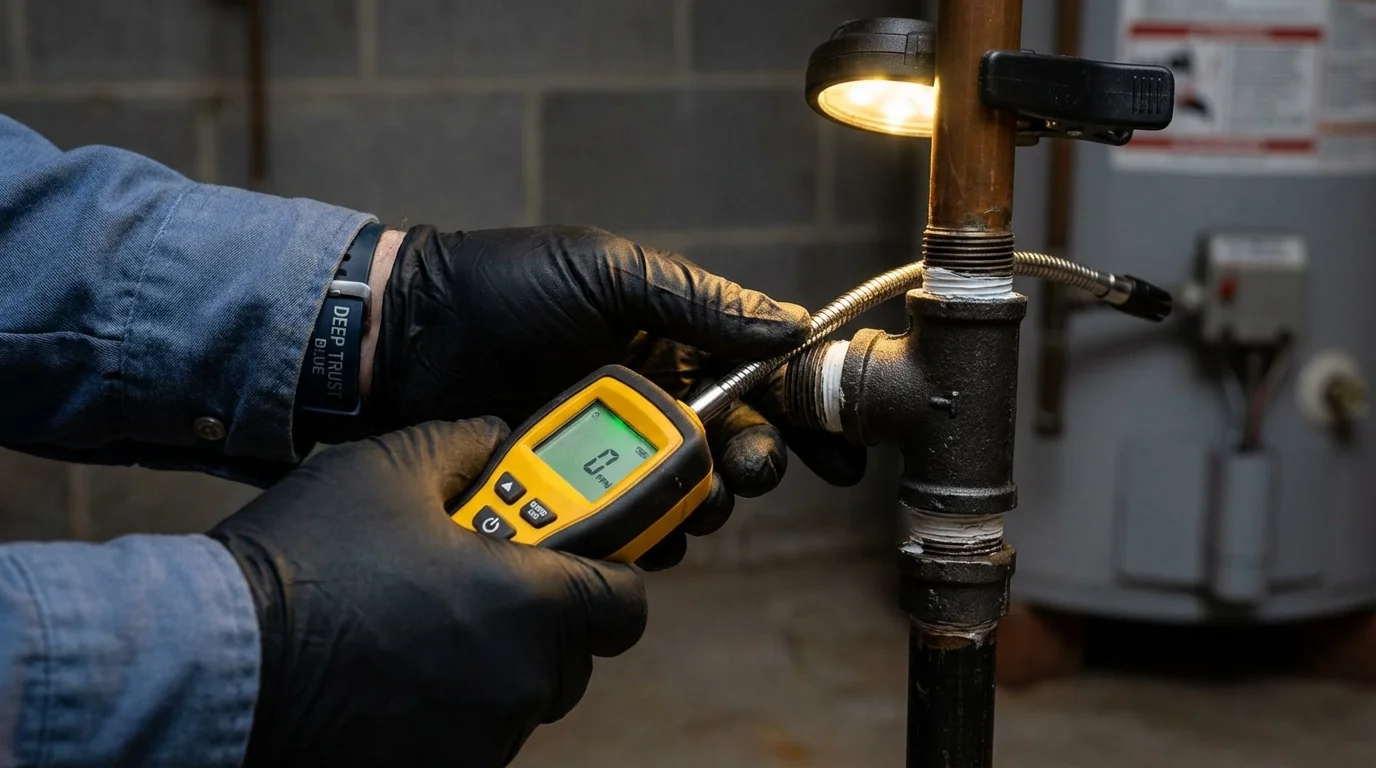 Gas leak detection with electronic sniffer by Johns Plumbing LLC in Kennedale